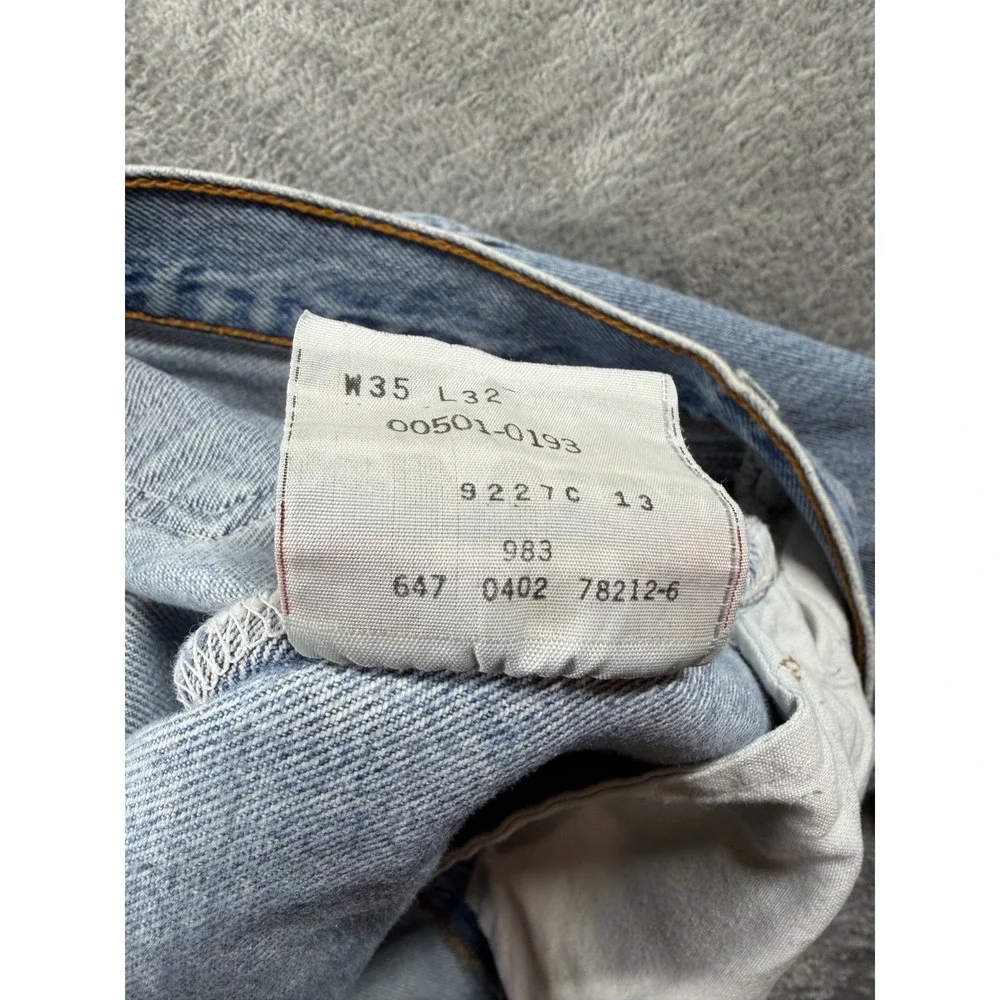 Vtg Levi's 501 Jeans 35x32 00501-0193 Y2K Light Wash Denim